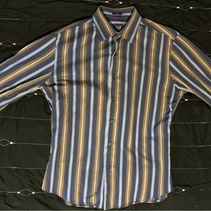 GAP Navy & Light Blue, Brown, Golden Stripped Button Down Men’s Shirt